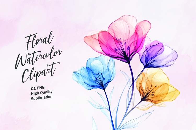 Watercolor floral clipart sublimation