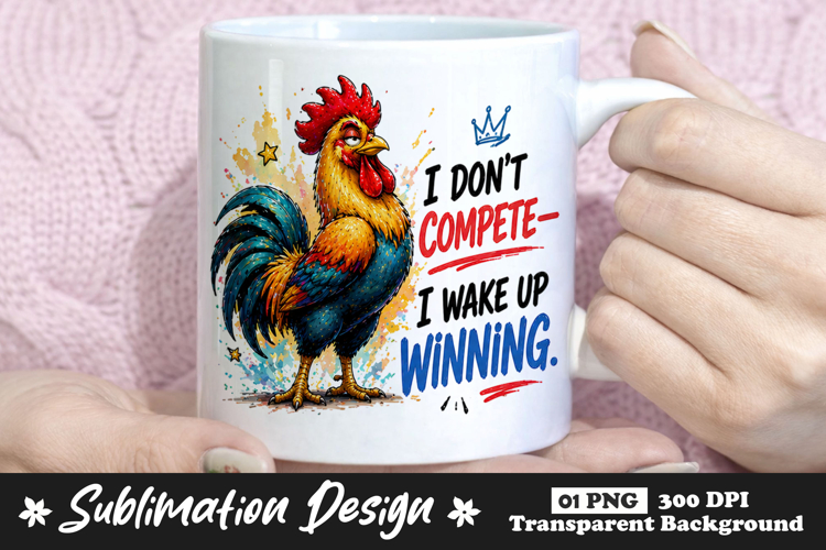 I Don’t Compete I Wake Up Winning Rooster Mug Design example image 1