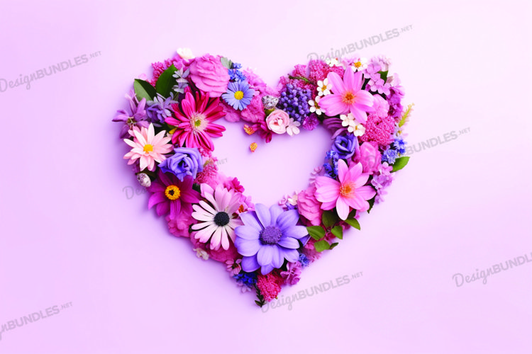 Floral heart Background, valentines day digital paper