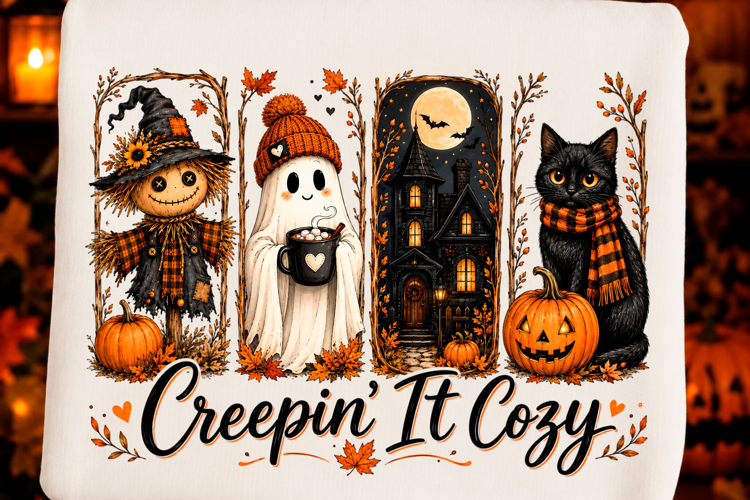 Cozy Halloween Crewneck Png T-shirt