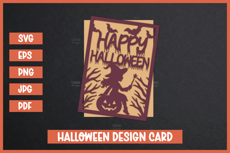 3D Halloween Greeting Card, Halloween SVG, Paper cut SVG