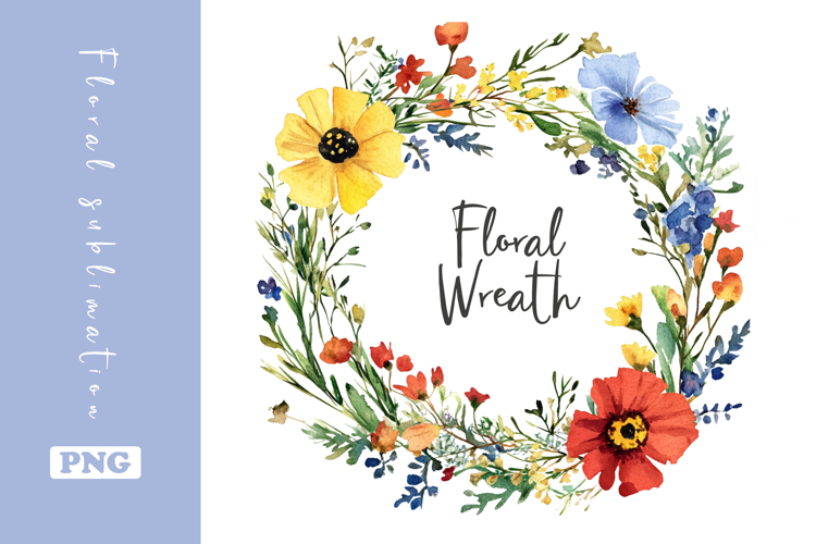 Watercolor Lovely Wildflower Wreath Clipart