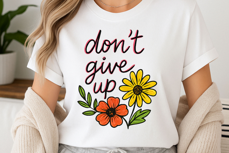 Positive quote with watercolor floral t-shirt sublimation