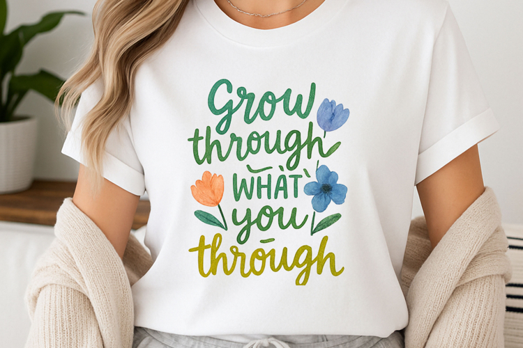 Positive quote with watercolor floral t-shirt sublimation