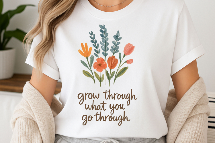 Positive quote with watercolor floral t-shirt sublimation