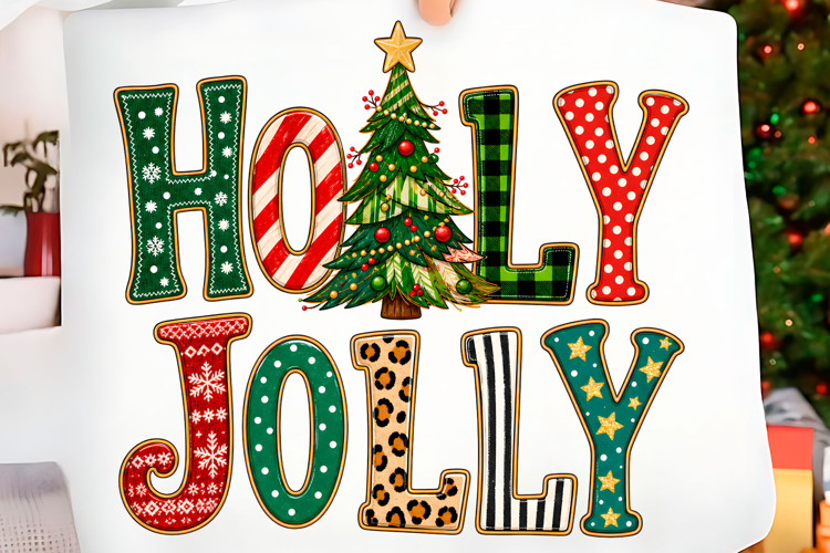Holly Jolly Christmas Tree PNG Christmas T-shirt PNG Des