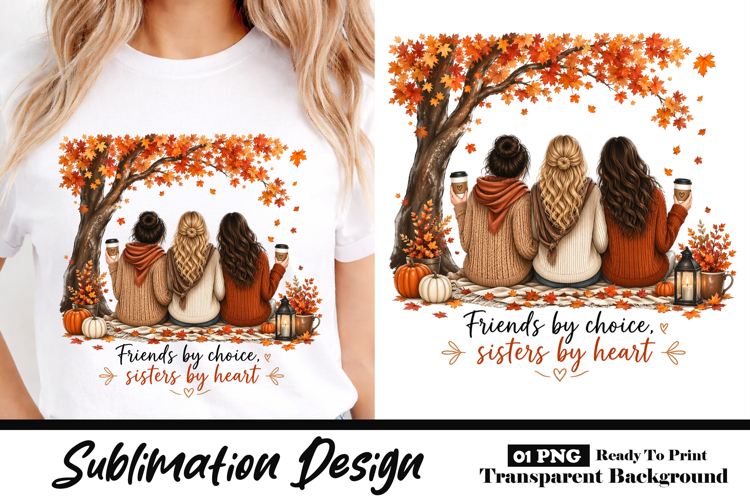 Friends by Choice Sisters by Heart Autumn Design