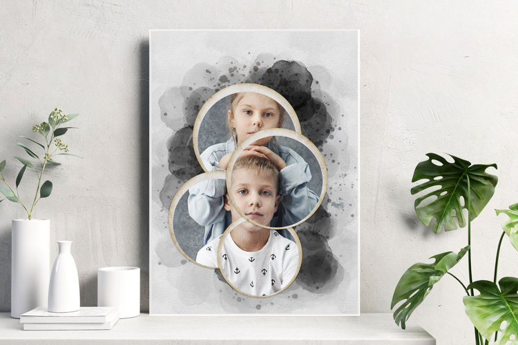 Vintage Frame Watercolor Painting Effect