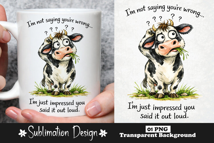 I'm Not Saying You're Wrong Funny Sarcastic Cow Humor Quote example image 1