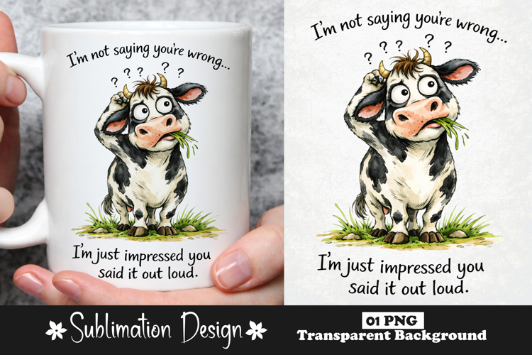 I'm Not Saying You're Wrong Funny Sarcastic Cow Humor Quote