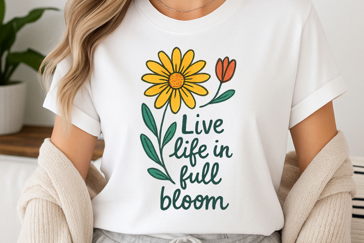 Positive quote with watercolor floral t-shirt sublimation