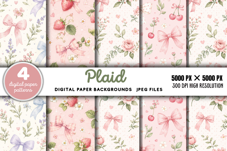 Plaid Digital Paper Backgrounds JPG