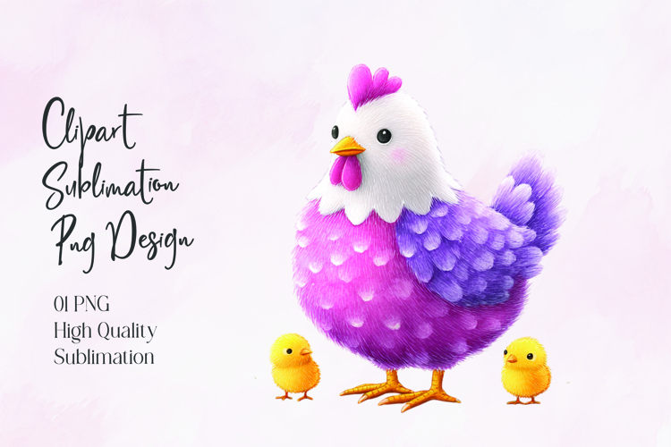 Cute Mother Bird with Baby Chicks Sublimation PNG