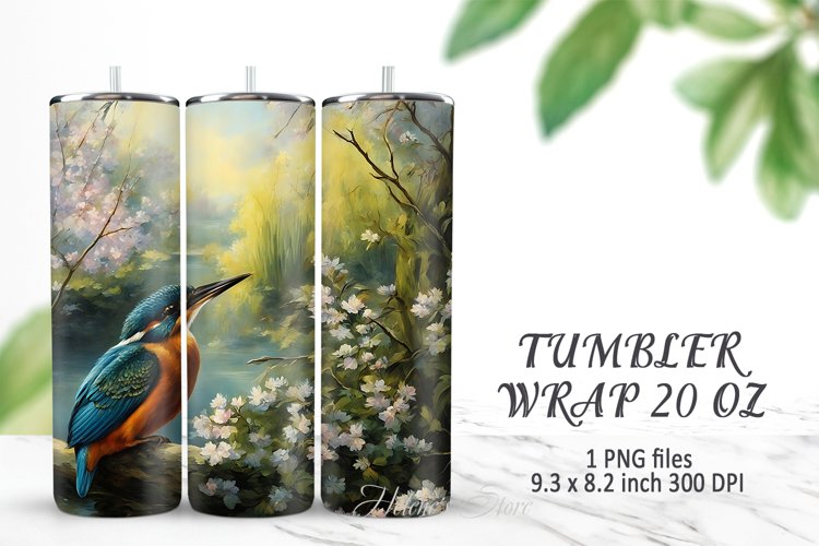 Kingfisher bird tumbler wrap |Bird Tumbler sublimation 20 oz example image 1