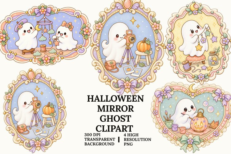 Mirror Ghost PNG Spooky Sublimation Design Fun Art example image 1