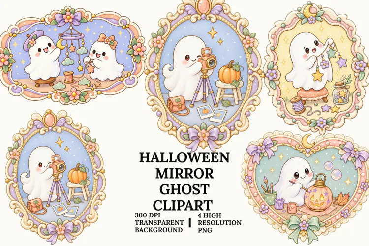 Mirror Ghost PNG Spooky Sublimation Design Fun Art