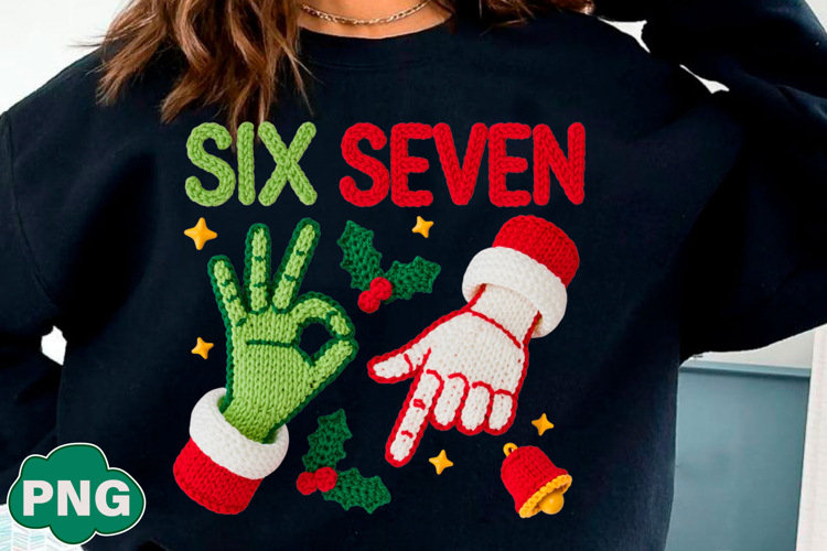Faux Yarn Six Seven Meme Christmas PNG