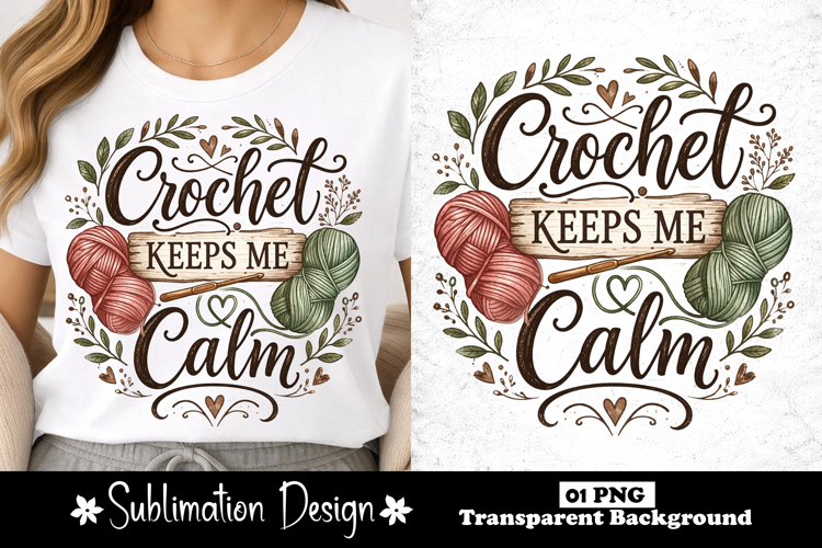 Crochet Keeps Me Calm T-Shirt Design, Relaxing Yarn Hobby