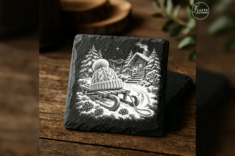 Sledside Pom-Pom Winter Christmas Laser Engraving PNG