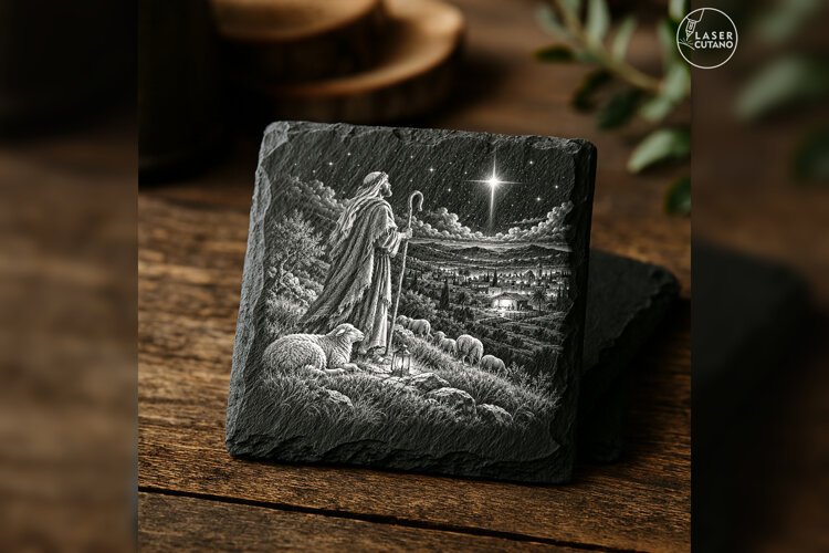 Shepherd Christmas Sky Laser Engraving PNG example image 1