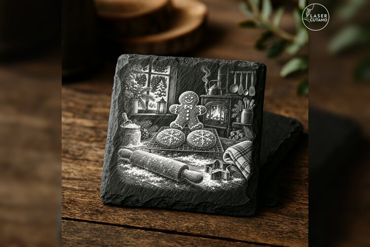 Gingerbread Cooling Rack Christmas Laser Engraving PNG example image 1