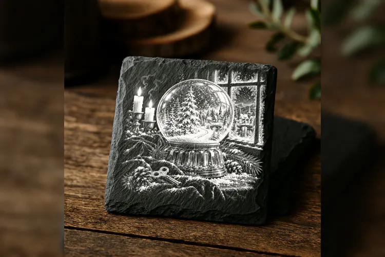 Fir Tree Snow Globe Winter Wonderland Laser Engraving PNG