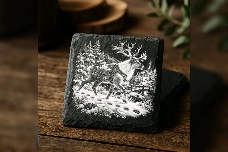 The Antlered Courier Christmas Laser Engraving PNG