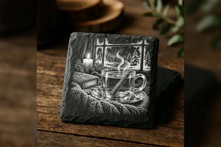 The Cinnamon Glass Teacup Winter Drink Laser Engraving PNG