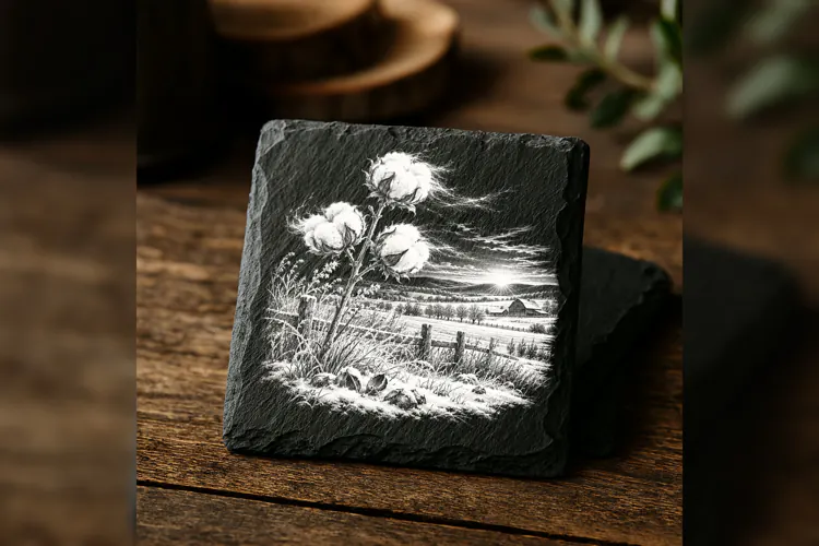 The Cotton Field at First Frost Laser Engraving PNG