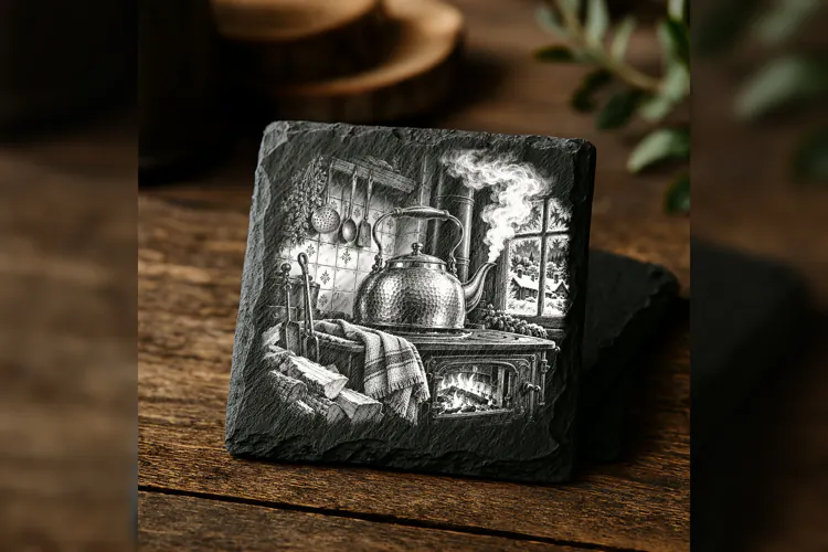 The Copper Kettle Steam Winter Drink Laser Engraving PNG
