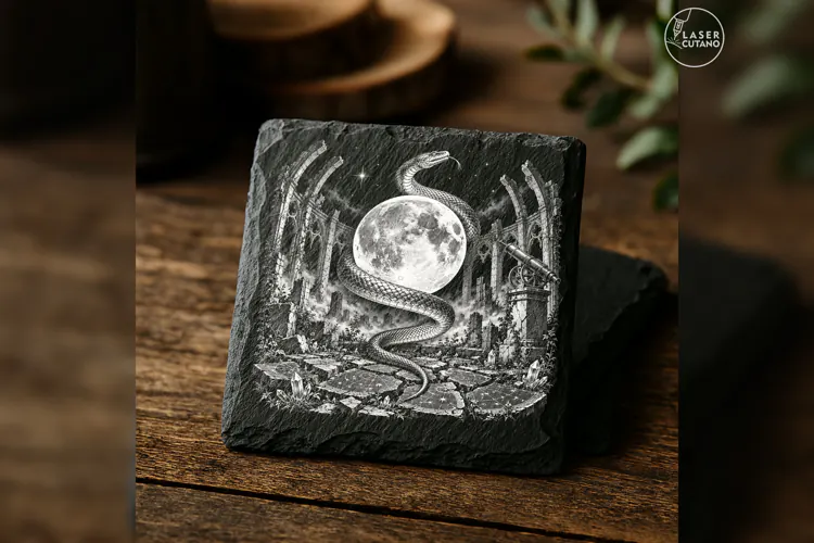 The Eclipse Serpent Gothic Celestial Laser Engraving PNG