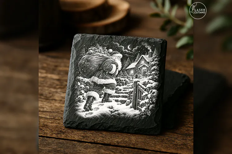 Giftkeeper's Climb Santa Christmas Laser Engraving PNG