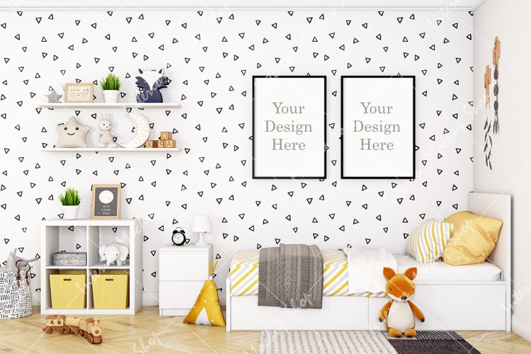 Kids room mockup, Frame mockup, Interior mockup