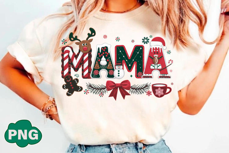 Christmas Mama PNG Trendy T-shirt