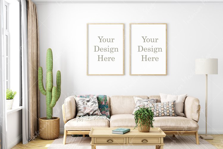 Living room frame mockup, Interior mockup, Room mockup example image 1