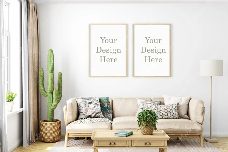 Living room frame mockup, Interior mockup, Room mockup