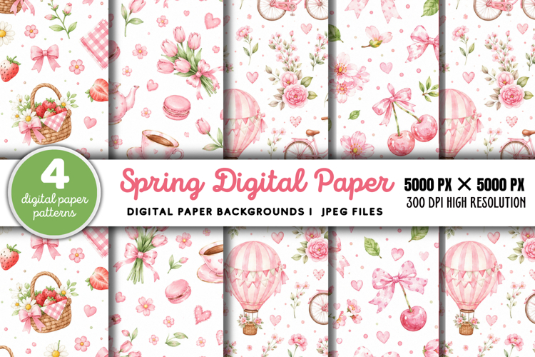 Spring Digital Paper Backgrounds JPG
