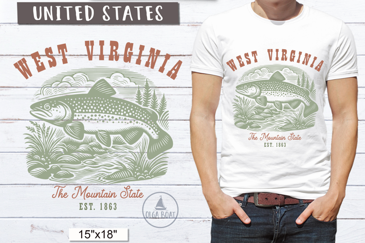 West Virginia PNG | Vintage United States Sublimation Design