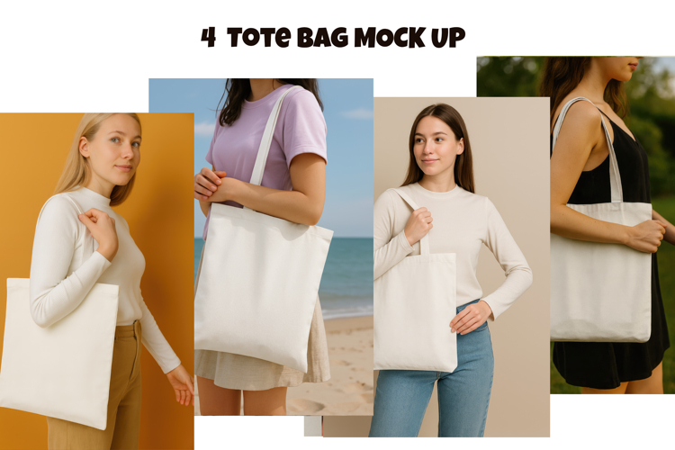 4 Tote Bag mockup Photo