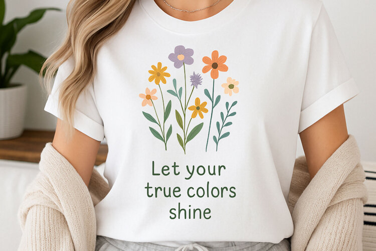 Positive quote with watercolor floral t-shirt sublimation example image 1