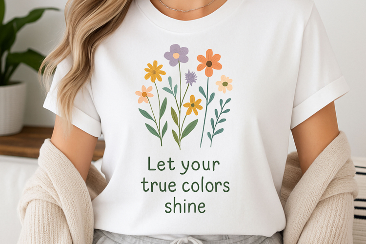 Positive quote with watercolor floral t-shirt sublimation