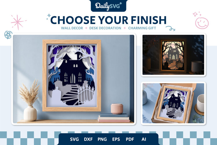Haunted Mansion Layered Shadow Box SVG Halloween example image 1