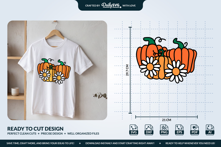Pumpkin and Daisies SVG