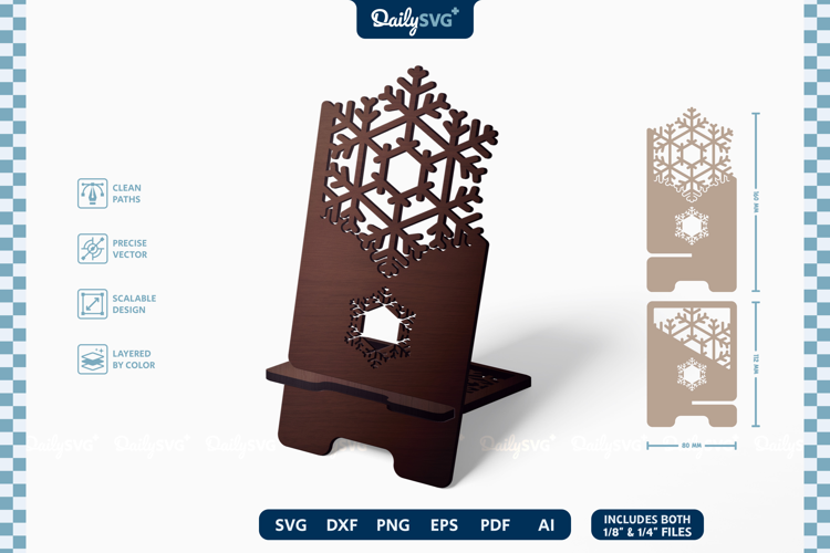 Snowflake Phone Holder SVG | Laser Cut Desk Stand