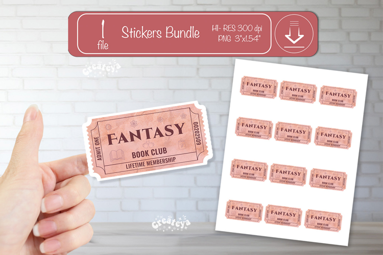 Book Club Ticket printable Sticker Reading Genre Ticket png