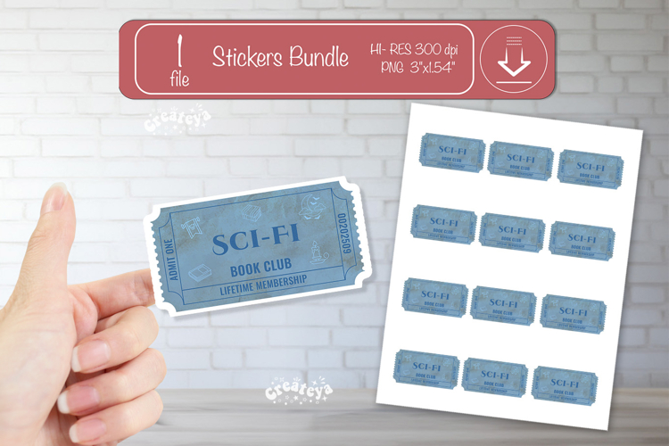 Book Club Ticket printable Sticker Reading Genre Ticket png