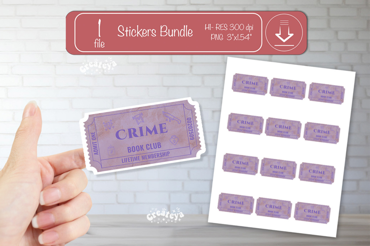 Book Club Ticket printable Sticker Reading Genre Ticket png