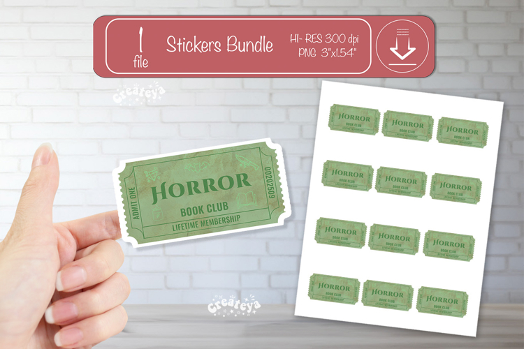 Book Club Ticket printable Sticker Reading Genre Ticket png
