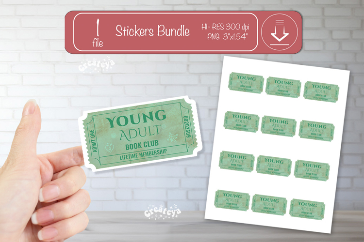 Book Club Ticket printable Sticker Reading Genre Ticket png