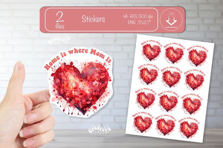 Mother’s Day Heart Stickers PNG Floral Mom Designs flowers